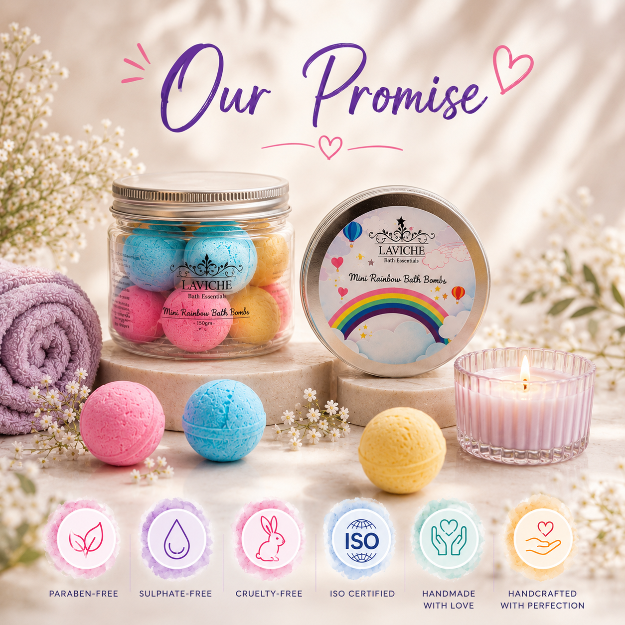 Mini Rainbow Bath Bombs