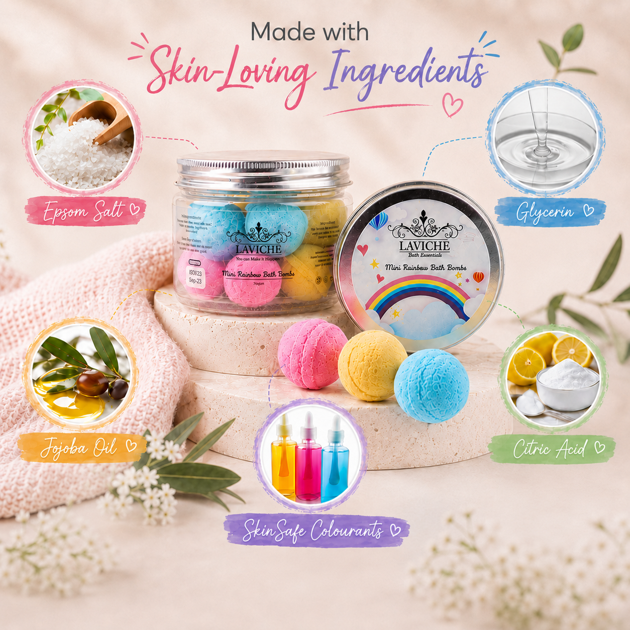 Mini Rainbow Bath Bombs