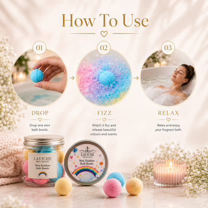 Mini Rainbow Bath Bombs